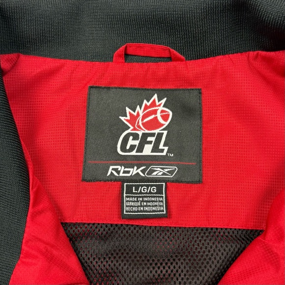 Reebok CFL Calgary Stampeders Mens Vest Sz Large Full Zip Embroidered Red EUC C3 - Picture 3 of 7